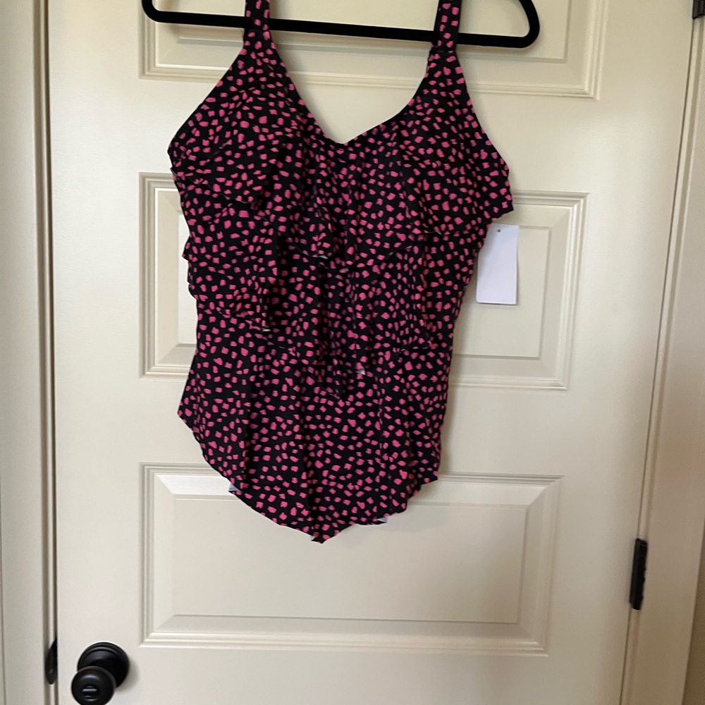Pink and Black Polka Dot Swimsuit